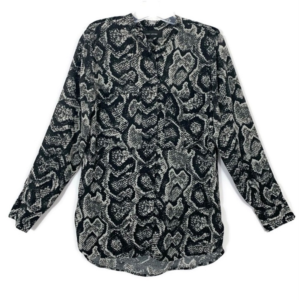 Larry Levine Snake Print Button Front Shirt blouse